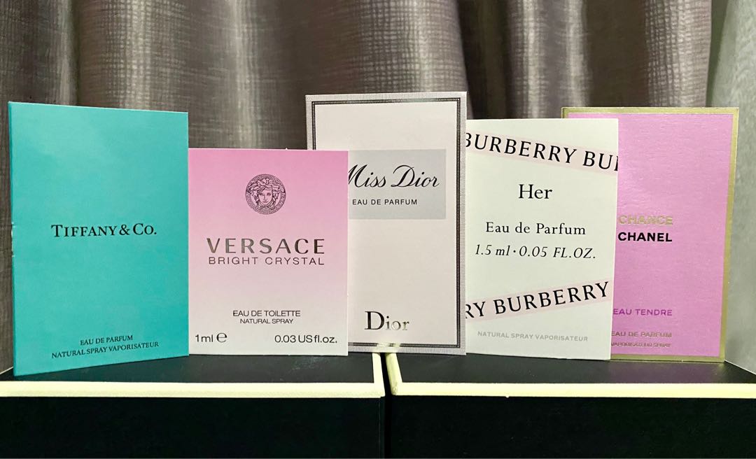 Assorted Perfume Sample Vials Chanel Chance, Dior, Burberry Her