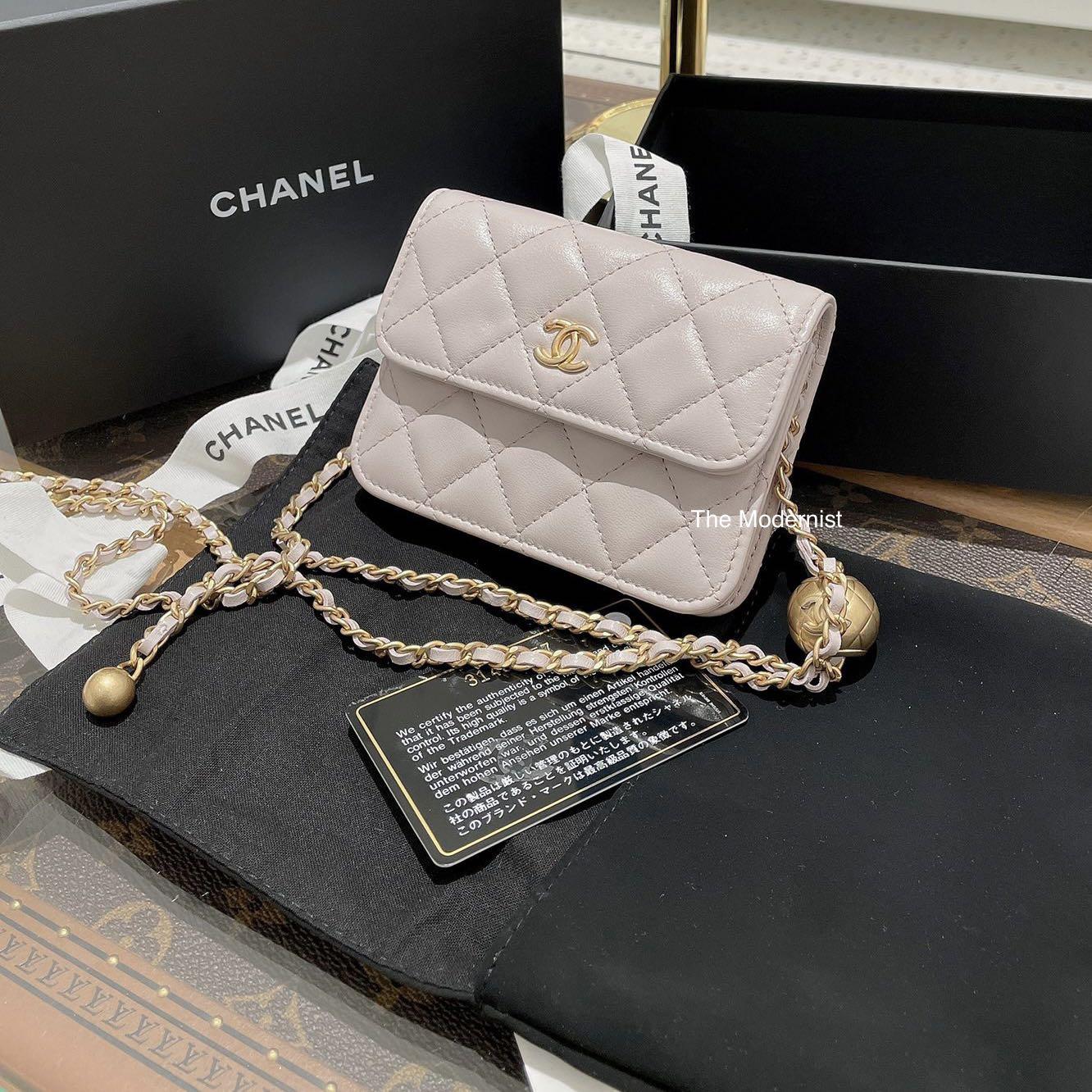 CHANEL Lambskin Quilted CC Pearl Crush Mini Flap White 1291686