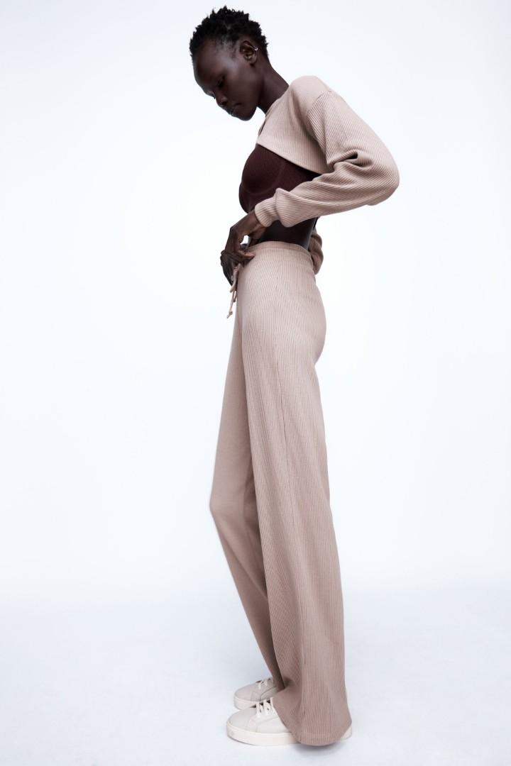 Zara ribbed wide leg pants Clearance