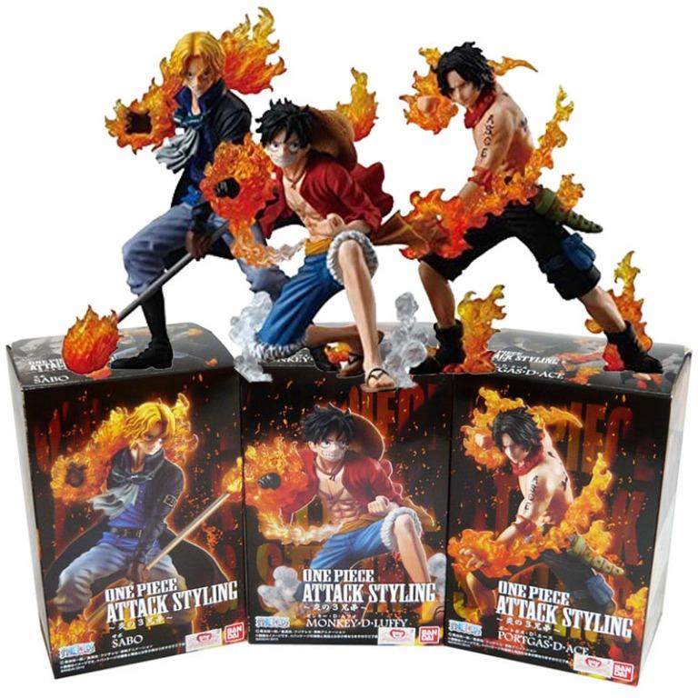 Bandai 海賊王盒蛋 炎の3兄弟路飛艾斯薩波全3盒 One Piece Attack Styling Three Brothers Of Flame Luffy Ace Sabo Boxset Of 3pcs 興趣及遊戲 玩具 遊戲類