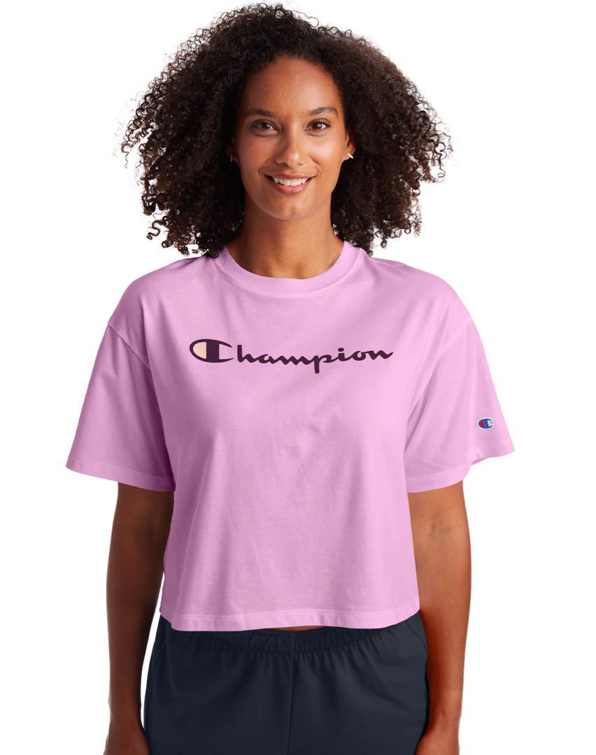 INSTOCK Champion Ladies Cropped Tee Paper Orchid size M Women s Fashion Tops Shirts on Carousell