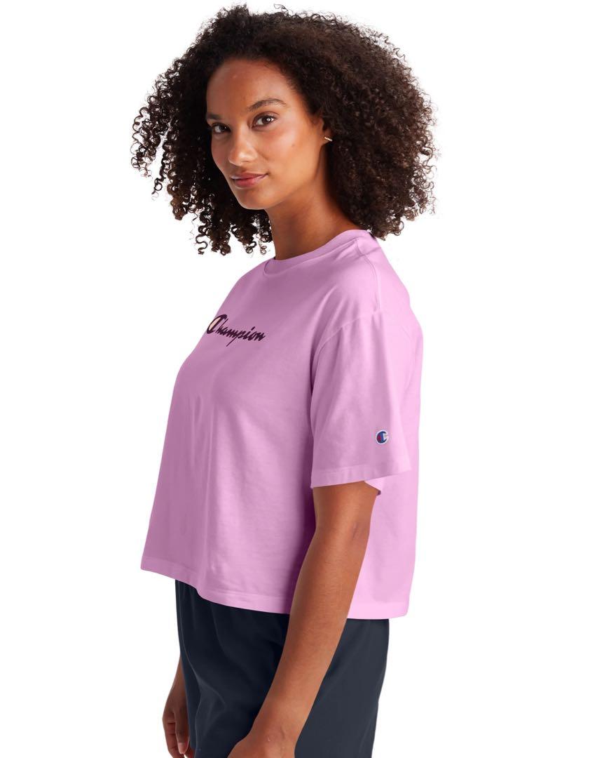 INSTOCK Champion Ladies Cropped Tee Paper Orchid size M Women s Fashion Tops Shirts on Carousell