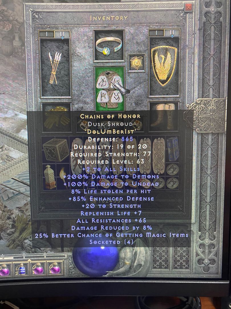 Diablo 2 resurr chain of honor 145 perfect 15 last 1 , Video Gaming