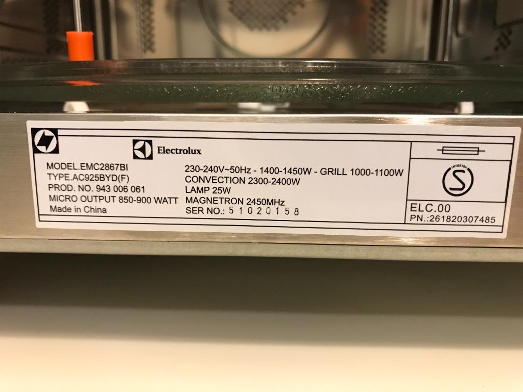 Electrolux BuiltIn Convection Microwave Oven EMC2867BI, TV & Home