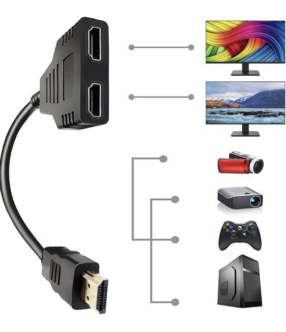HDMI Splitter Adapter Cable HDMI Male 1080P to Dual HDMI Female 1 to 2 Way  HDMI Splitter Adapter Cable for HDTV HD, LED, LCD, TV, Support Two TVs at
