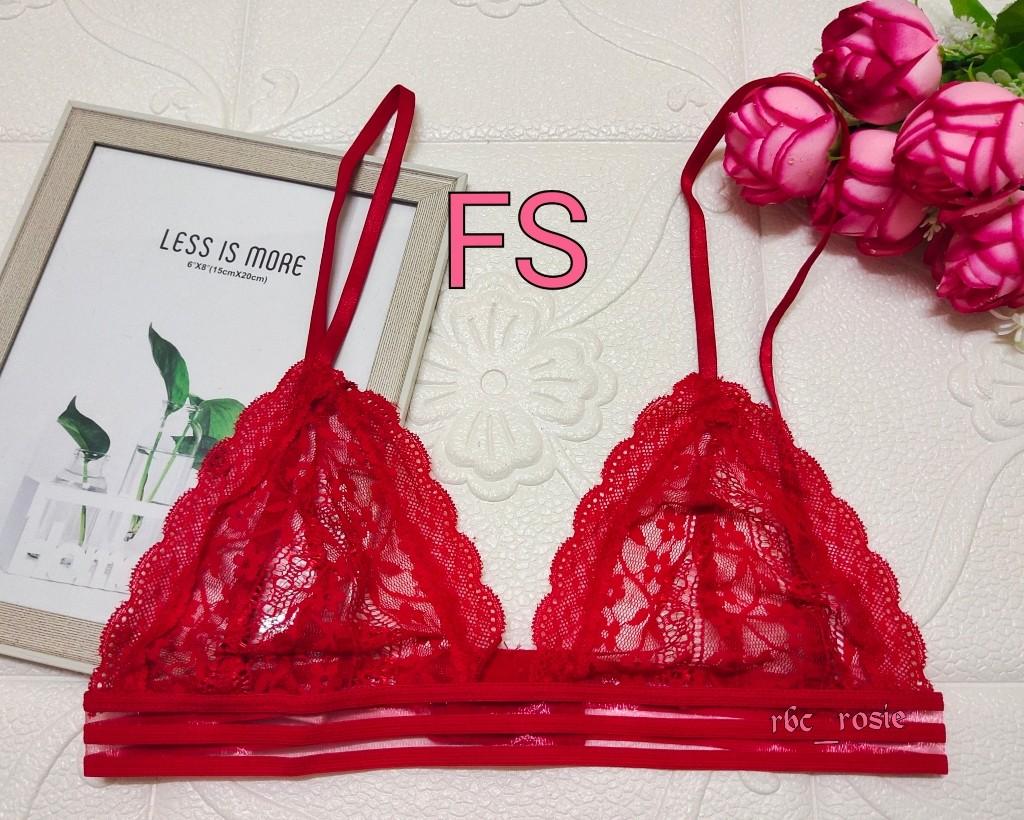 Victoria's Secret Designer Collection Unlined 36B BRA SET+GARTER+Thong Red  Lace