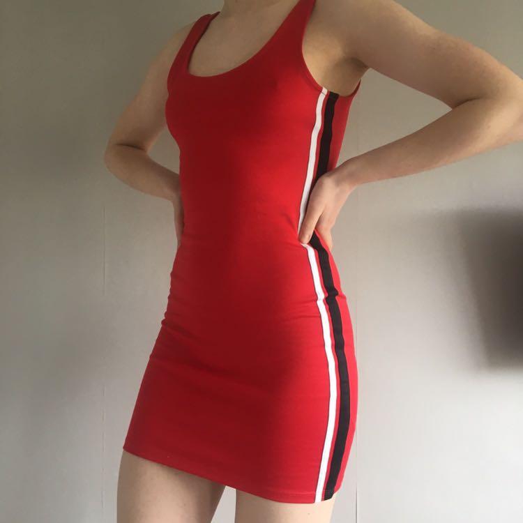 H☀M Red Striped Bodycon Dress, Women's ...