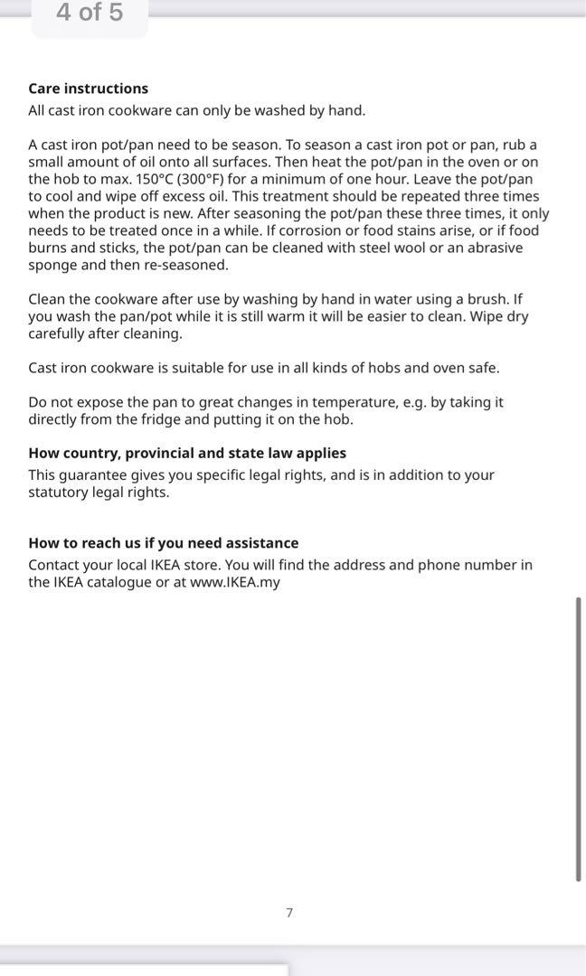 Ikea Vardagen cast iron pan 28cm, Furniture & Home Living, Kitchenware