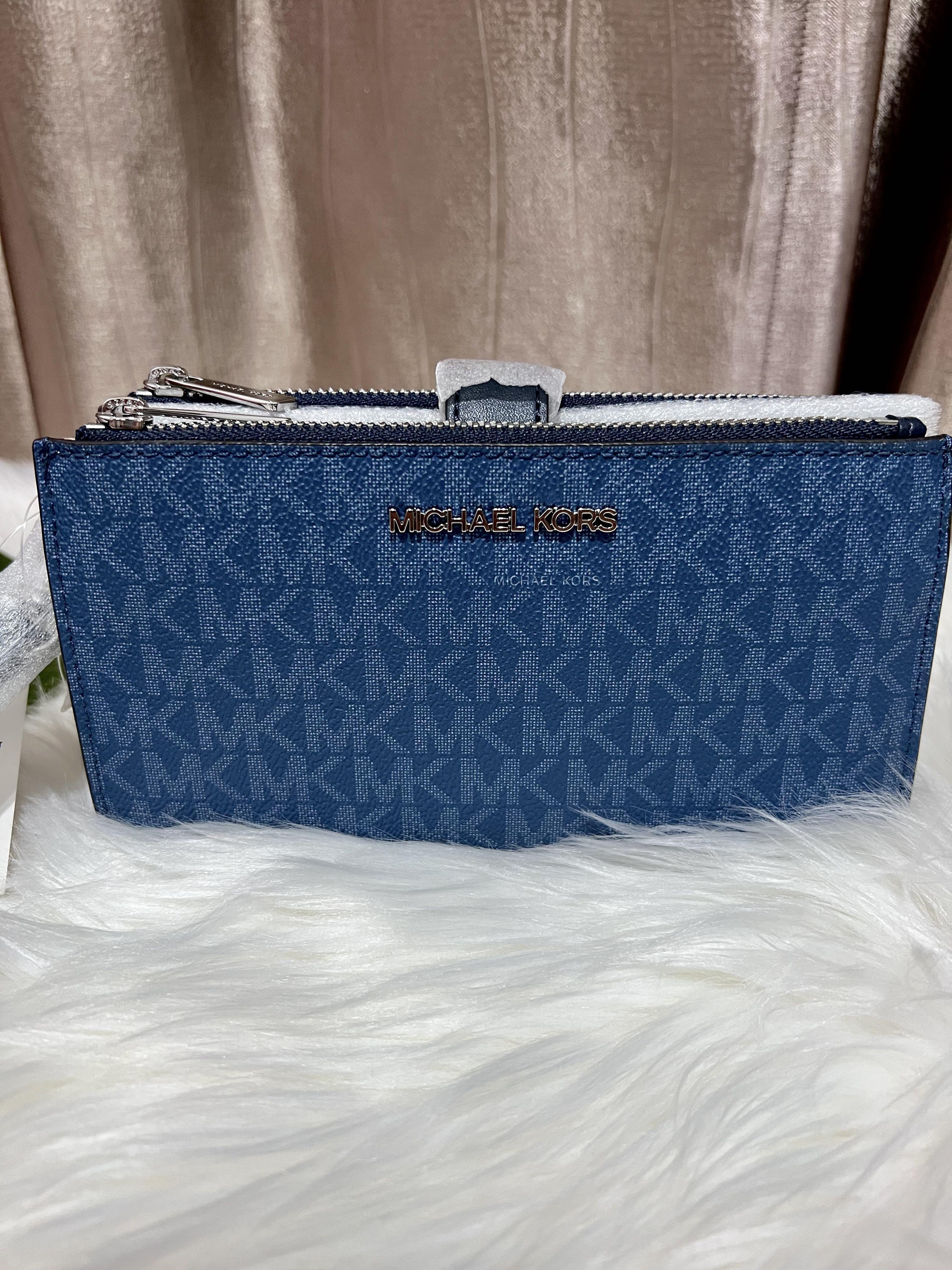 Blue and white michael kors wallet sale