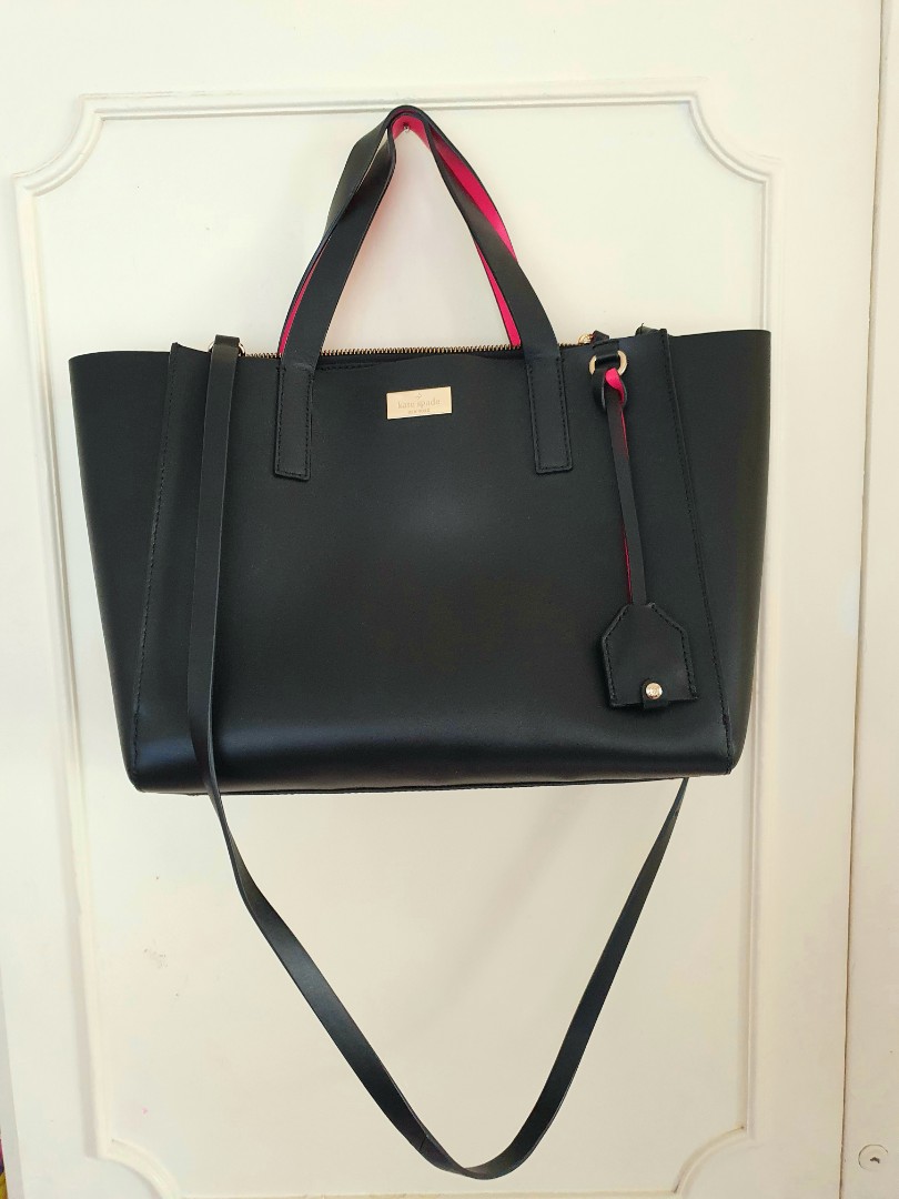 Authentic Kate Spade Black & Pink Leather Crossbody Bag, Luxury, Bags &  Wallets on Carousell