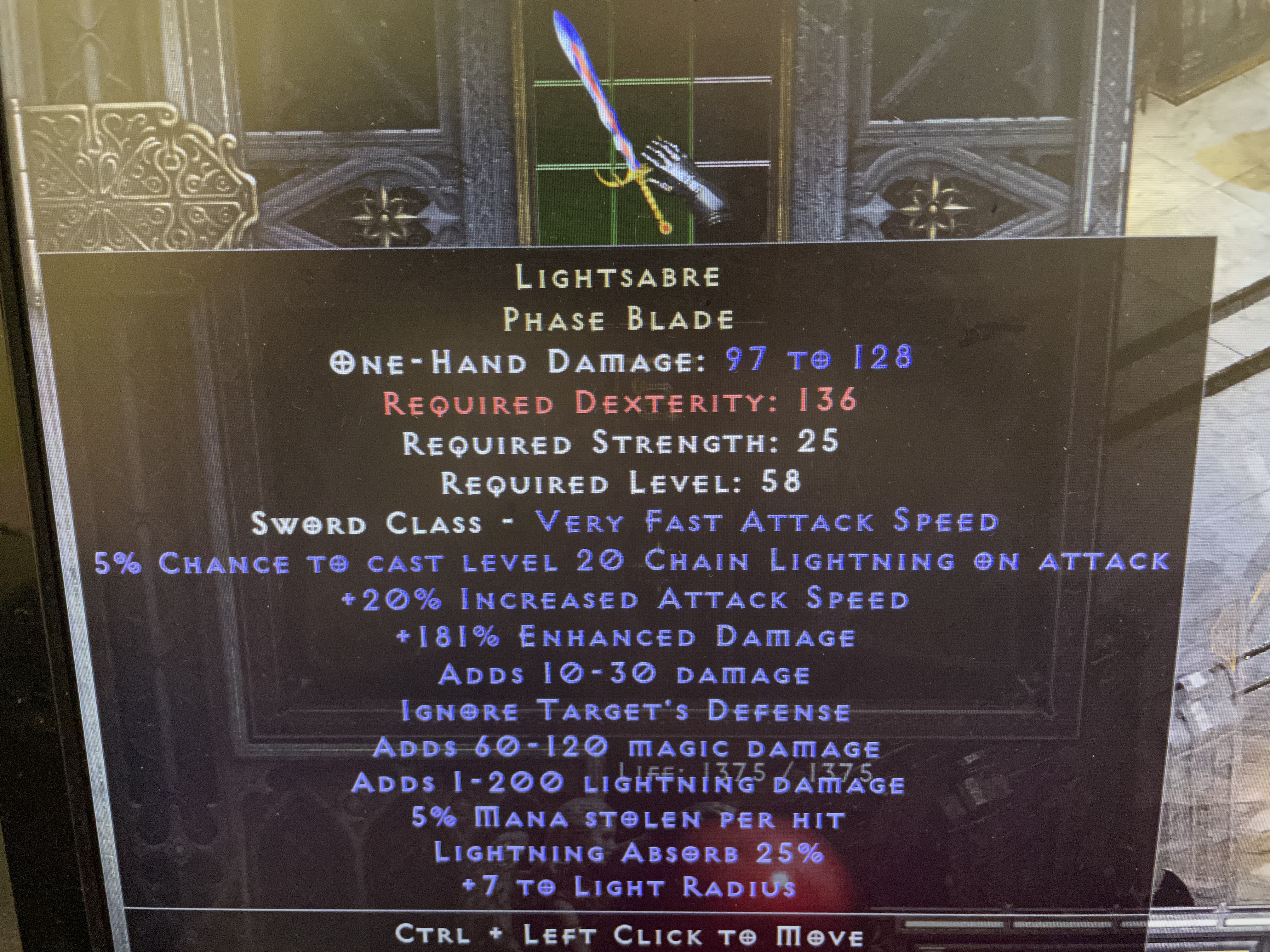 Lightsabre Phase Blade Diablo 2 d2 Item, Video Gaming, Gaming Accessories, InGame Products on