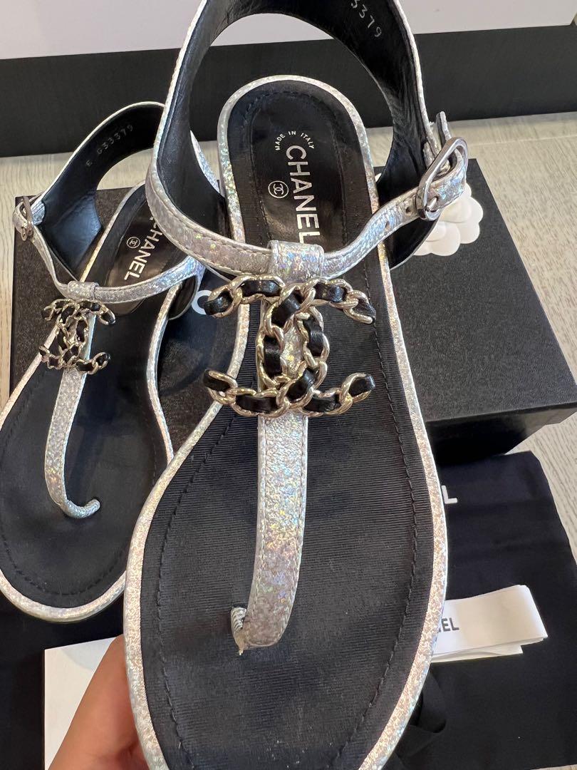 ?Limited Edition Chanel Double C logo sandal with shimmering rainbow  shade?, Luxury, Sneakers u0026 Footwear on Carousell
