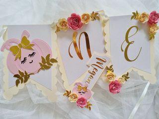 Little pumpin high chair banner and cake topper