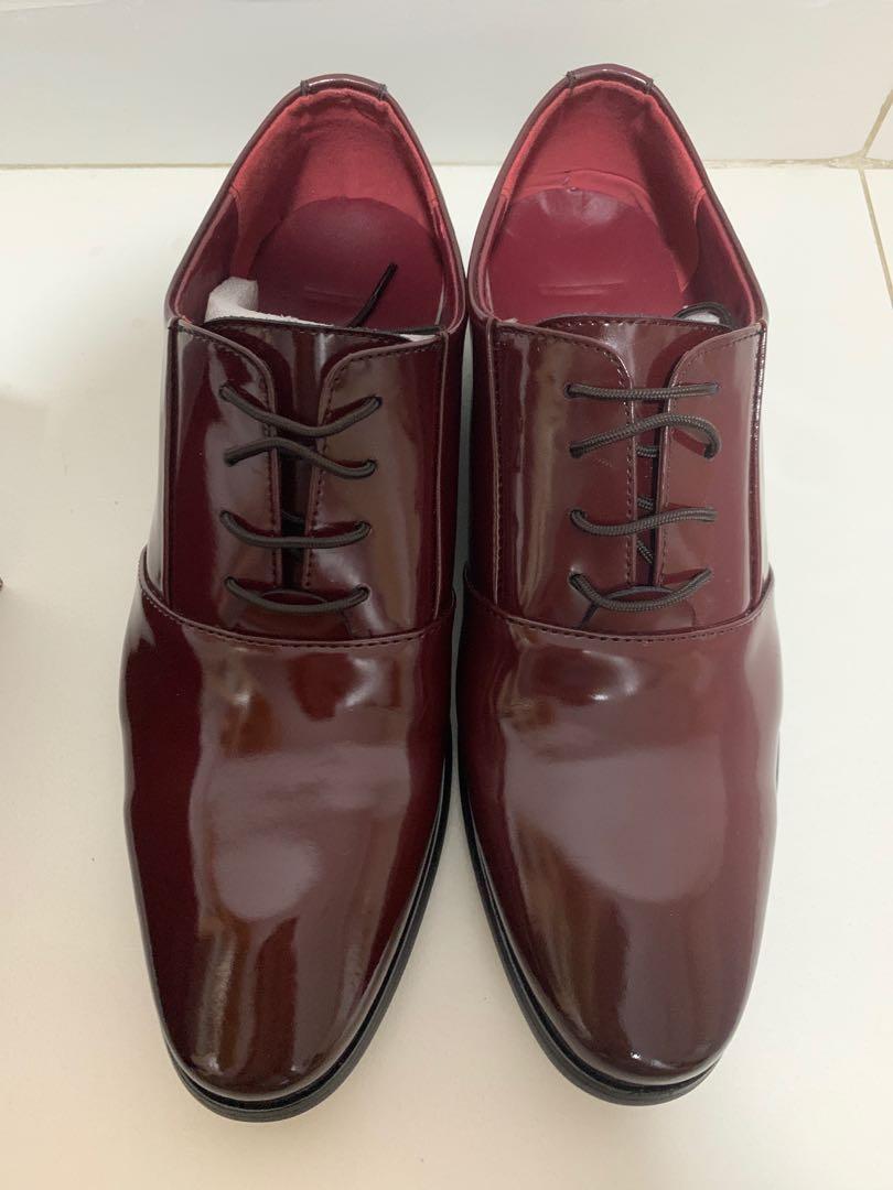 Mens burgundy patent best sale leather shoes