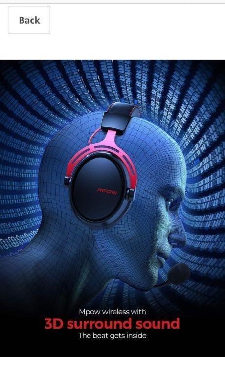 Mpow BH415A Wireless Gaming Headset for PS4 PC with Double Chamber Drivers Xbox One Headset with Detachable Noise Cancelling Microphone Ultra