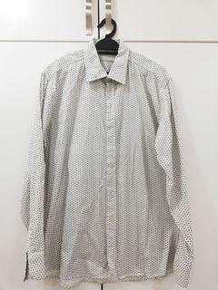 Pattern White Long Sleeve Button Up Shirt