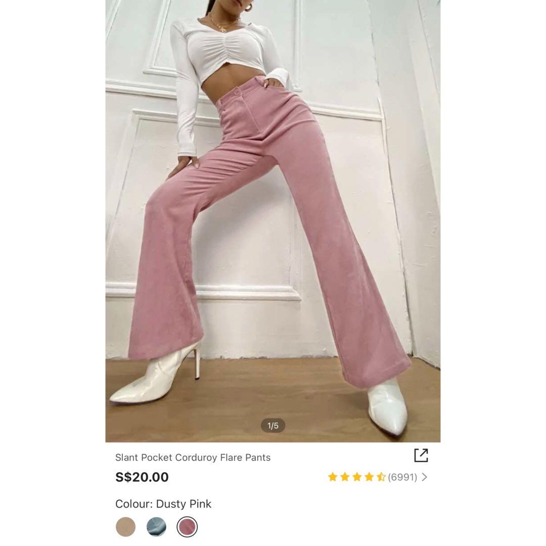 Pink Flare Pants, Women's Fashion, Bottoms, Other Bottoms on Carousell