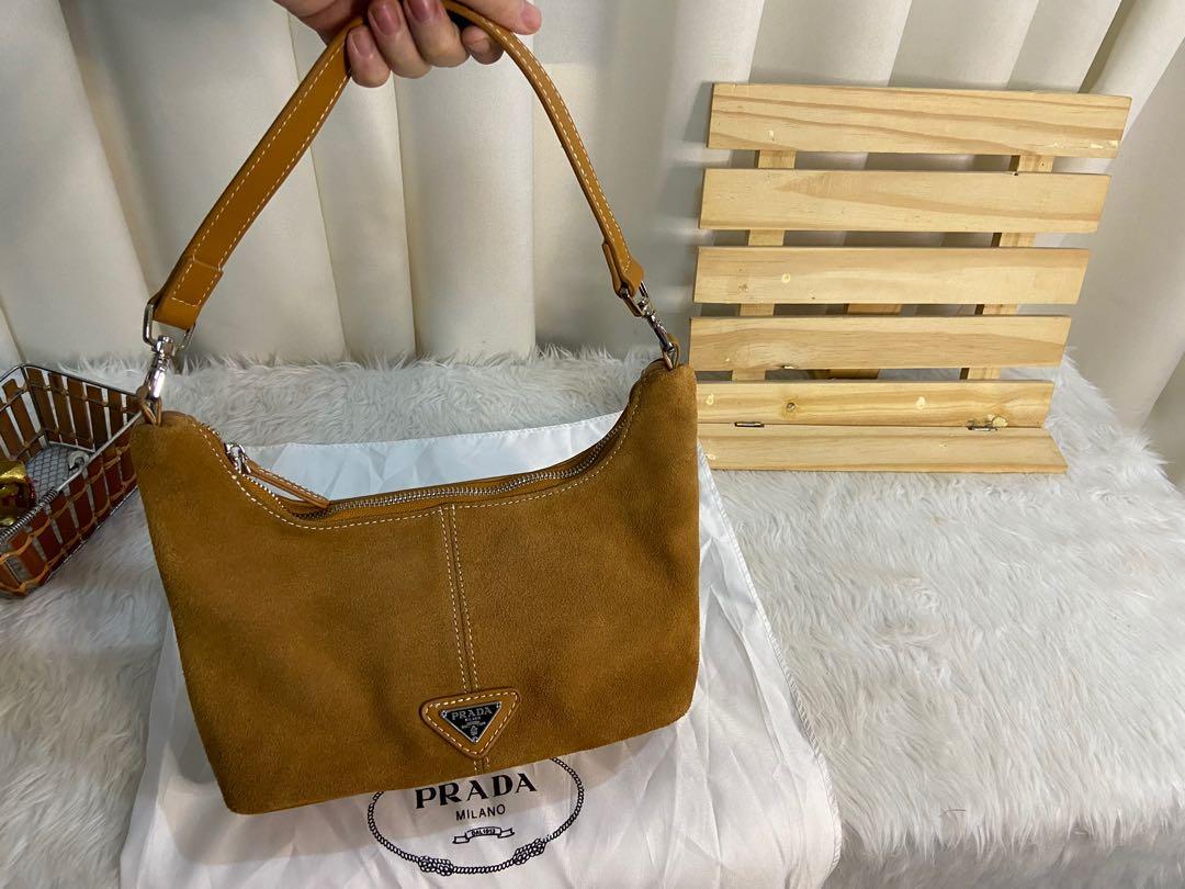 Prada brown gamuza leather hobo bag from japan
