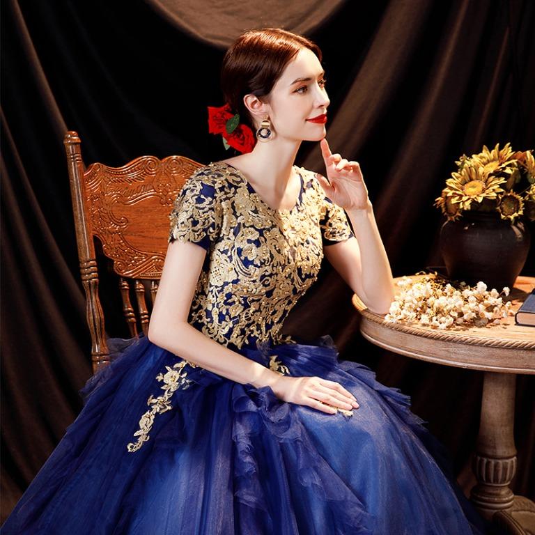 Blue gold gown online