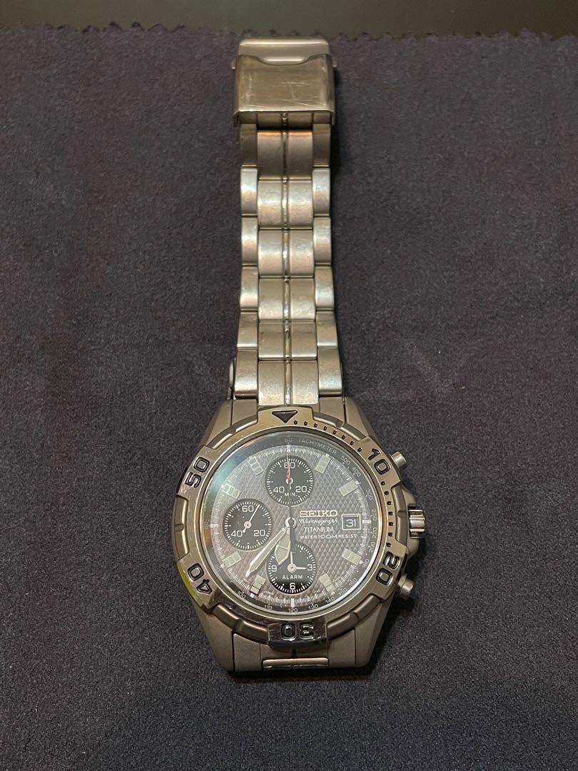 Seiko 7t62-0de0 Chronograph Alarm Date, 名牌, 手錶- Carousell