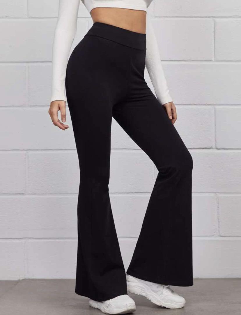 shein pinterest black flare/bell bottom pants, Women's Fashion