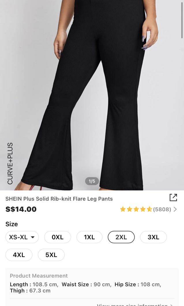 SHEIN SXY Solid Rib Knit Flare Leg Pants