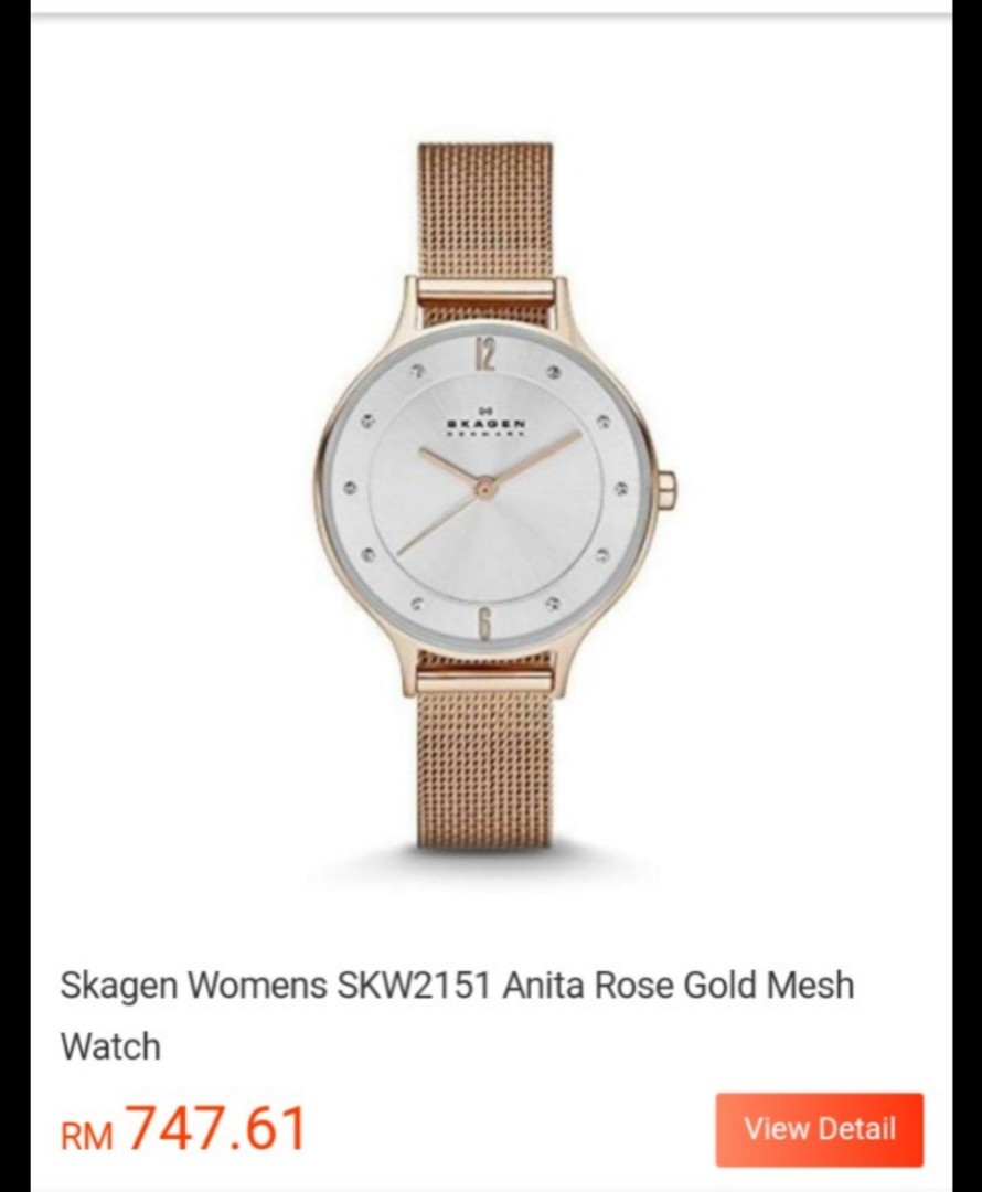 SKAGEN DENMARK WOMENS SKW2151 ANITA ROSE GOLD MESH WATCH ORIGINAL