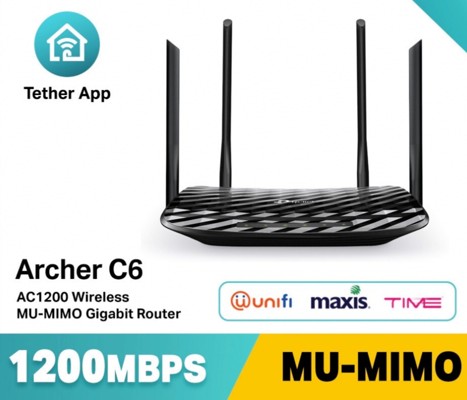 TP Link Archer C6 (V2) AC1200 Wireless MU-MIMO Gigabit Router, Computers &  Tech, Parts & Accessories, Networking on Carousell