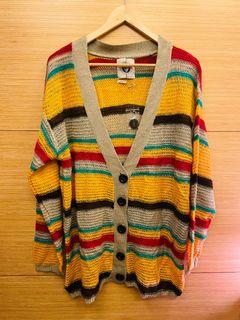 Urban outfitters 彩色條紋開襟外套-M