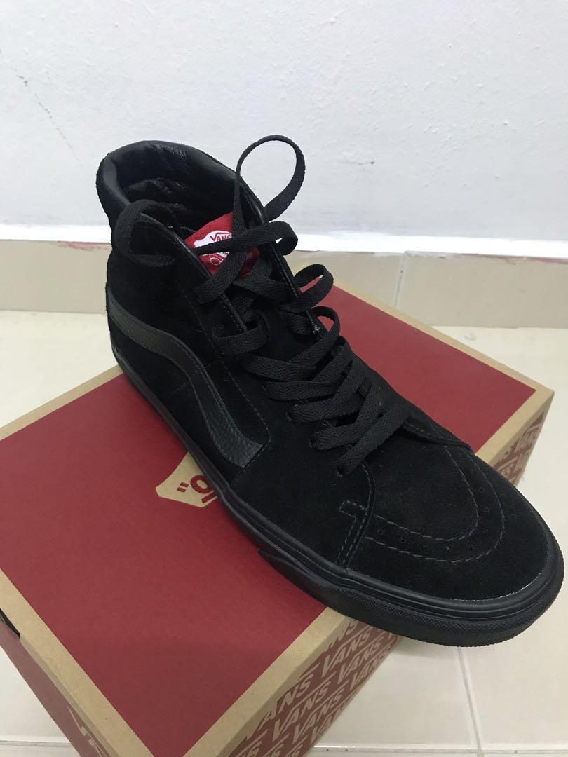 Vans sk8 hi all black suede store