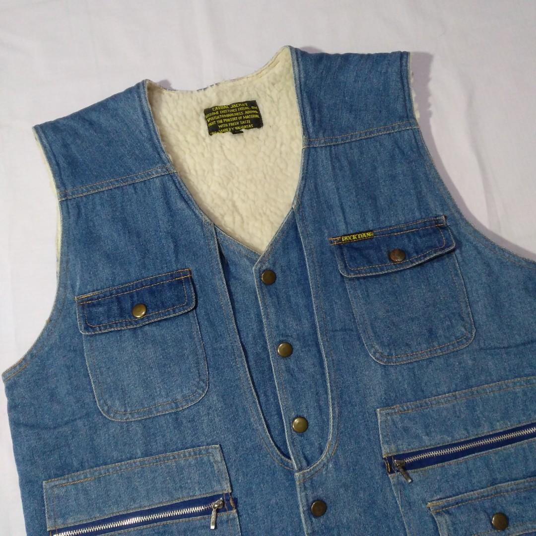 Vintage Denim Utility Vest ROCK DAM 