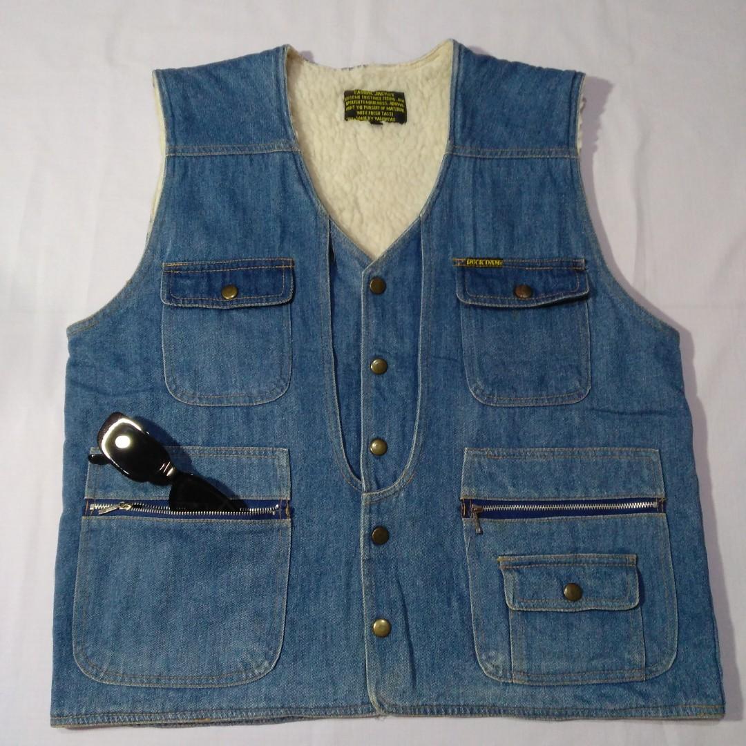 Vintage Denim Utility Vest ROCK DAM 