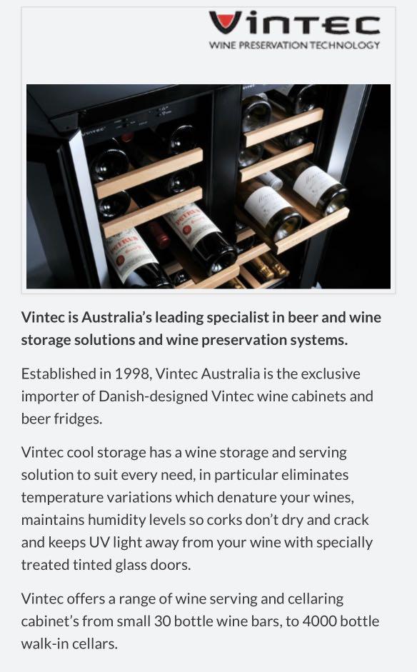 Vintec wine fridge, TV & Home Appliances, Kitchen Appliances