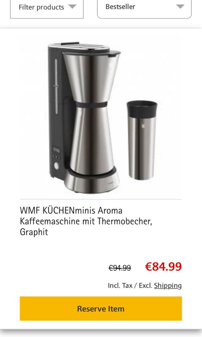 WMF Filter Coffee Machine with Thermo Mug, TV & Home Appliances