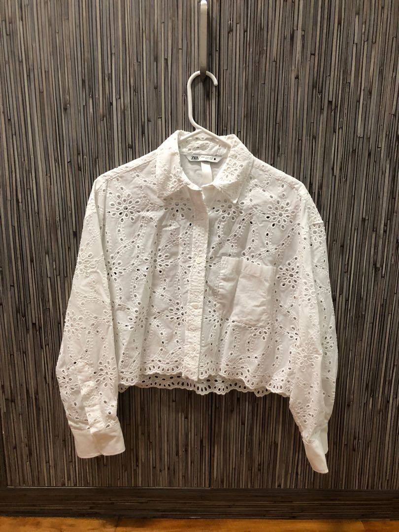 Zara Eyelet Top, Women's Fashion, Tops 