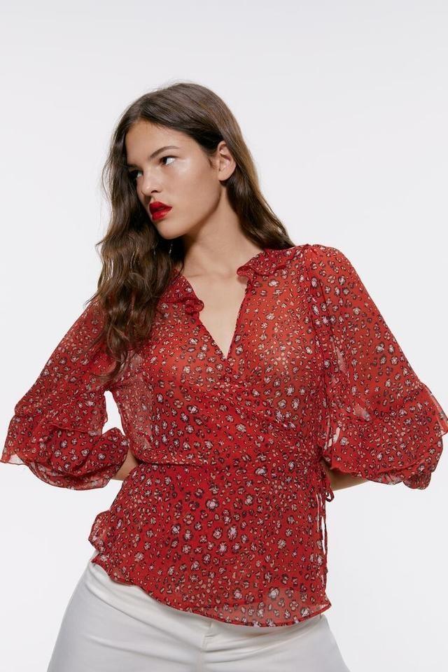 red blouse zara