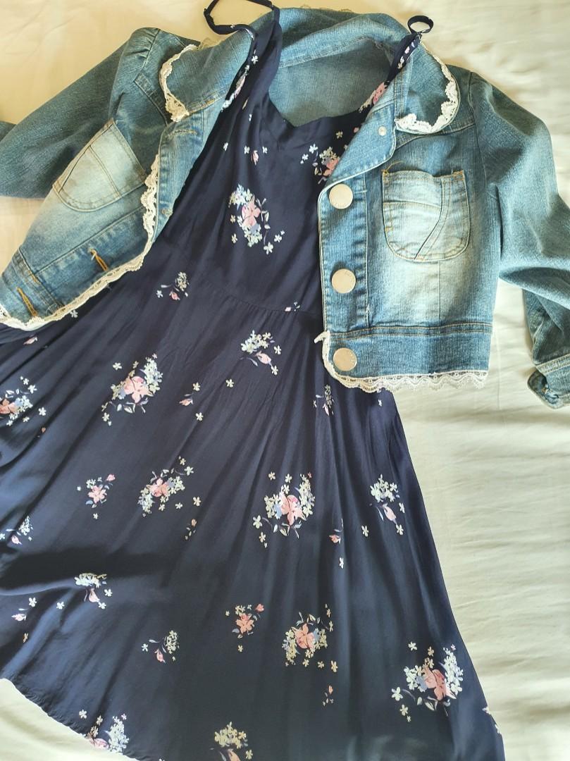 cocktail dress with denim jacket