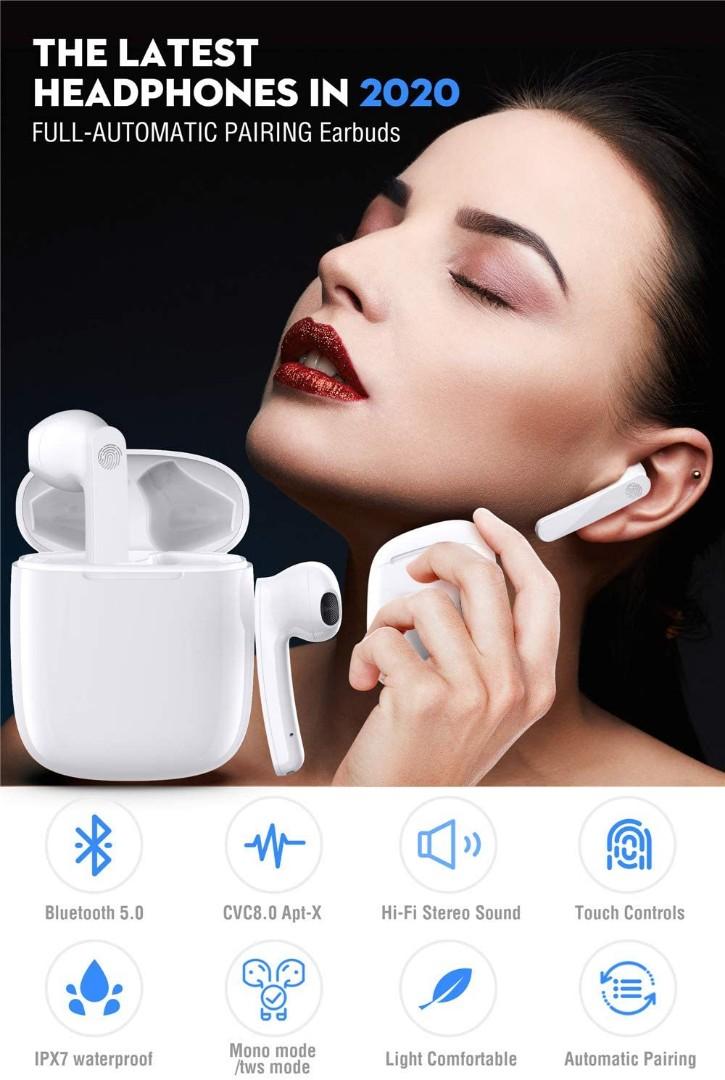 1816 True Wireless Earbuds Bluetooth 5.0 Earbuds 40Hrs Cycle Playtime with Charging Case Mini in Ear HiFi Stereo Waterproof IPX7 Sport Running