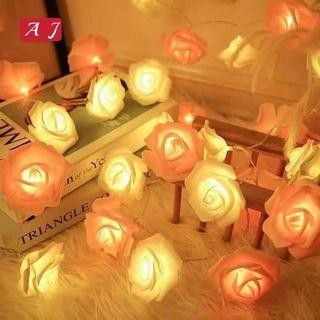 2.5 M Artificial Flower Bouquet String Lights/ Battery Operated Simulation Rose Flower Fairy Lights/ Home Party Wedding Christmas Decoration Lamp