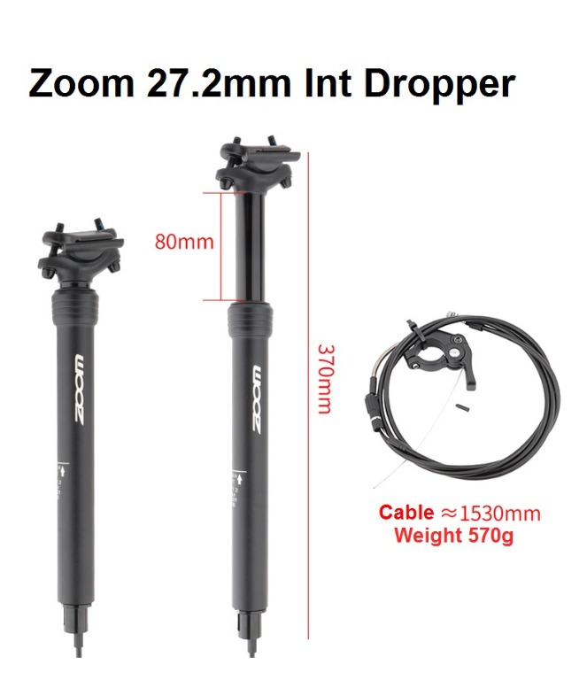 27.2mm Internal Dropper Post Zoom 80mm travel, Sports Equipment