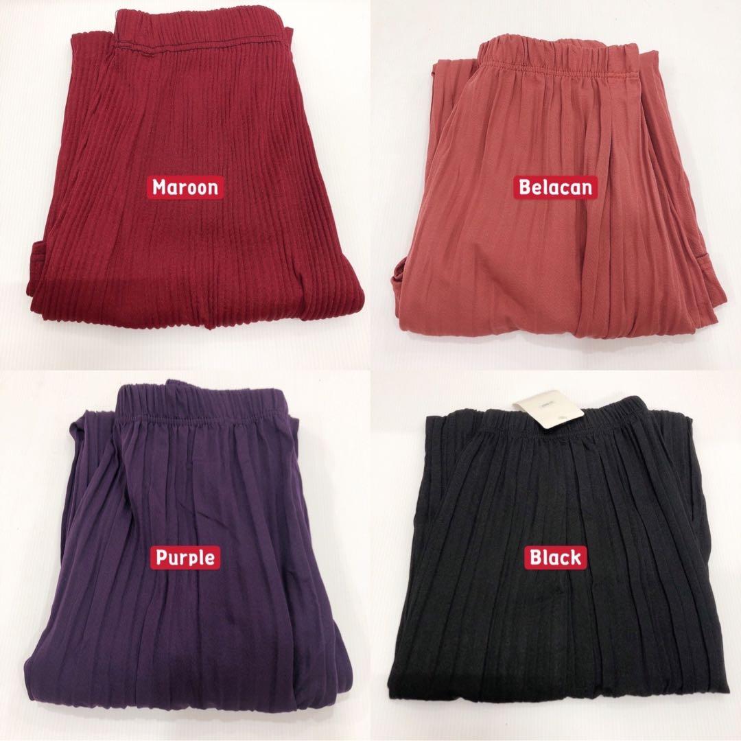 5XL Extra Plus Size Pleated Long Skirt Skirt Labuh Palas A Line