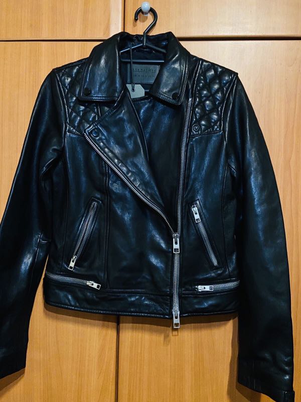 ALLSAINTS Conroy Leather Biker Jacket Women s Fashion Coats