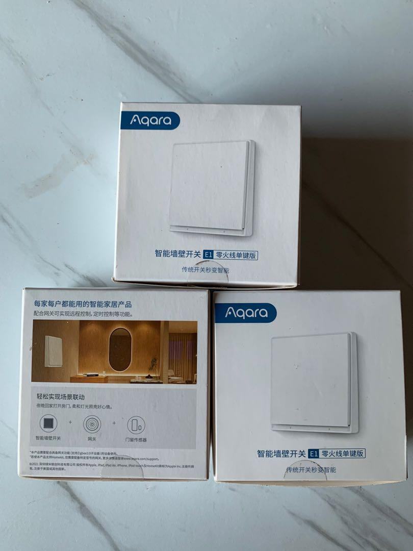 Aqara 智能墙壁开关e1 接入米家homekit 智能语音控制远程控制遥控开关 Zigbee3 0 零火单键 必须有零线 家庭電器 轉插器及插頭