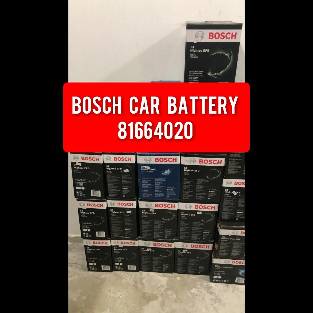 Bosch car battery, bosch battery, Efb N55, Efb Q85 (Category: Accessories) located in Singapore. Submitted by batterylights (Listing ID 1117427469, Image 1). Description: Bosch battery promotion. Car battery, New stocks are in. Various sizes for you to choose. Bosch Efb Q85, bosch Efb N55, Bosch Din75, et etc. Suitable for all cars Honda vezel battery, Honda shuttle battery, Toyota harrier battery, mazda car battery. We do onsite car jump start, 