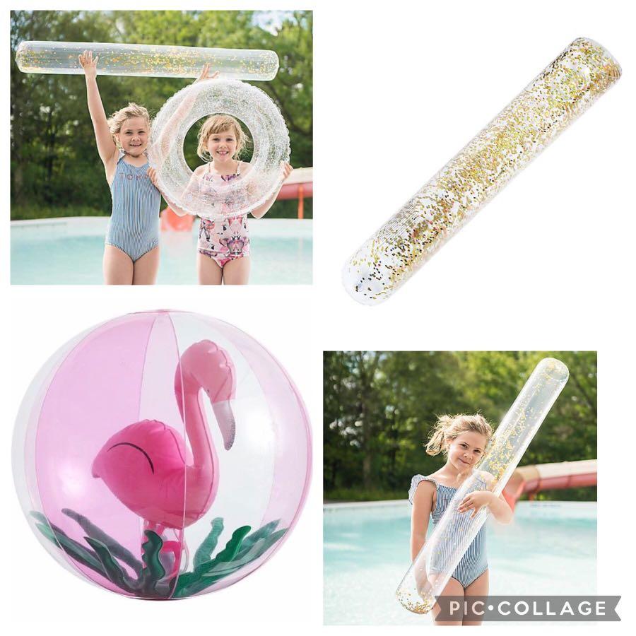 Brand New Glitter Pool float and Flamingo beach ball Sports Equipment Sports Games Water Sports on Carousell