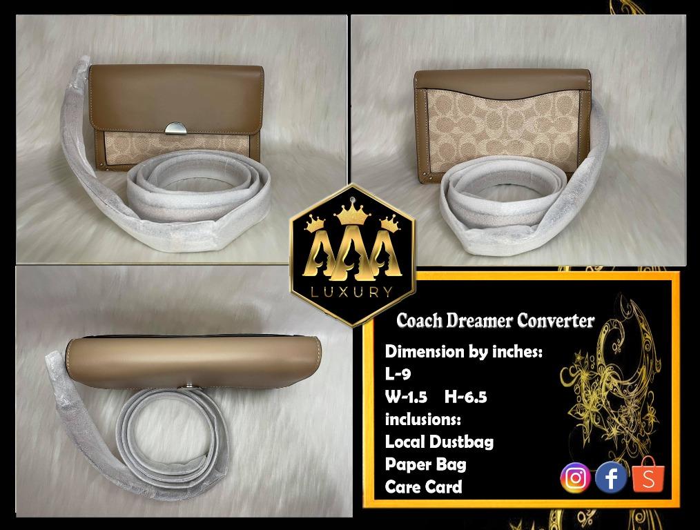 coach dreamer convertible (Category: Luxury Bags & Wallets) located in Pasig City. Submitted by triplealuxury (Listing ID 1117537919, Image 1). Description: ❓How to Order❓ ➖ DM or Message us ➖ Screen shot of the item ➖Color and size 🏍FREE Shipping Nationwide 🏍 Coach Dreamer Converter ✅Layaway Plan available ✅Brand New ✅Actual Photo Dimension by inches: L-9 W-1.5 H-6.5 inclusions: Local dustbag Paper bag Care card .