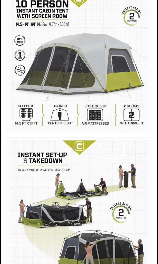  CORE 10 Person Instant Cabin Tent