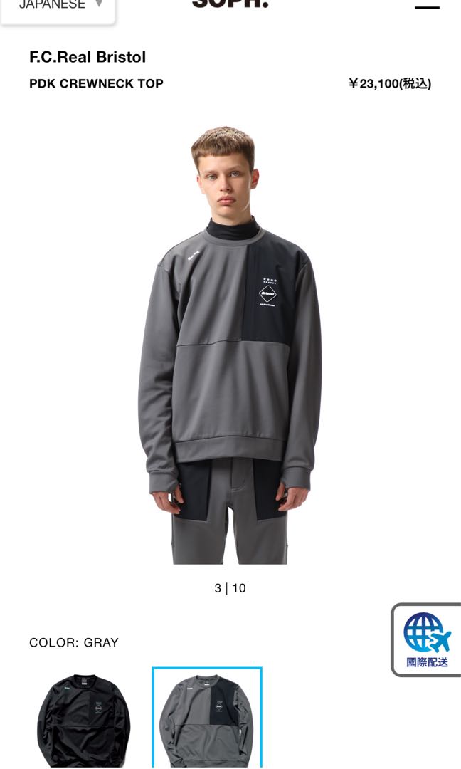 トップス FCRB-242041 PDK CREWNECK TOP XL F.C.Real Bristol PDK HYBRID CREWNECK TOP