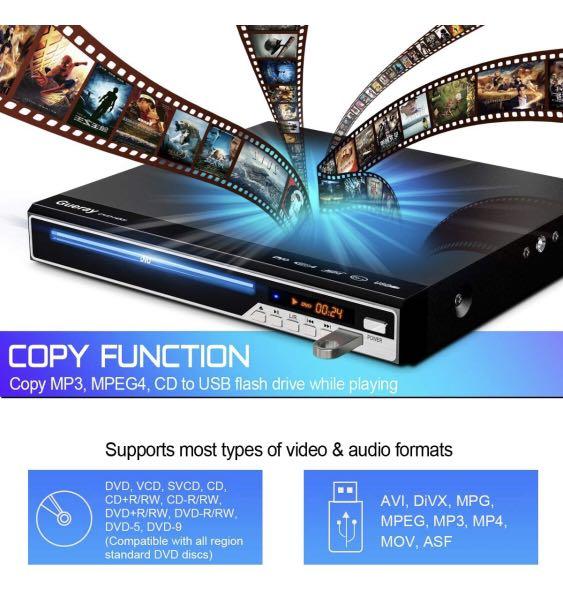 Blu-Ray DVD Player for TV, HD 1080P Players with HDMI/AV/Coaxial/USB Ports,  Supports All DVDs and Region A/1 Blue Ray, Built-in PAL/NTSC System