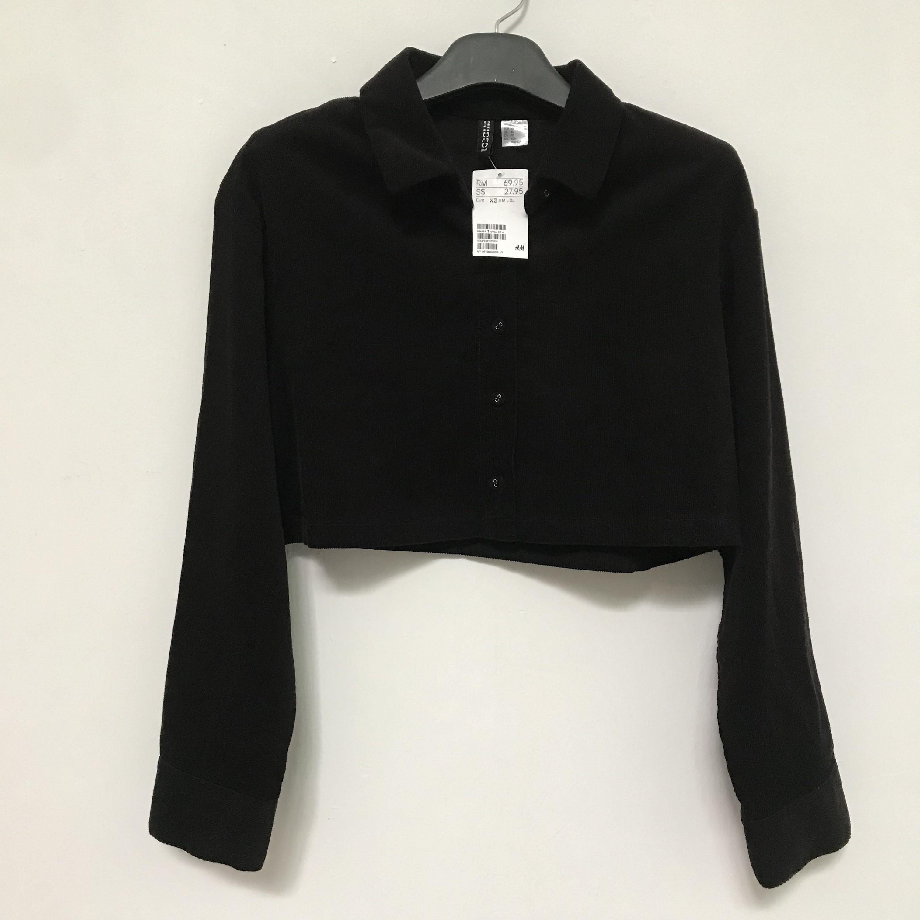 New Nvr Worn H M Black Velvet Crop Top Jacket Women s Fashion